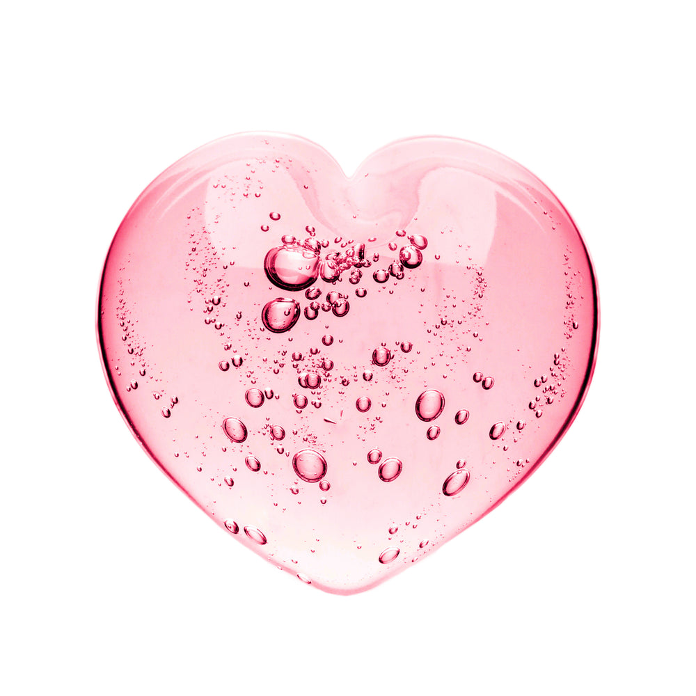 A red sexual lubricant gel in the form of a heart shape.